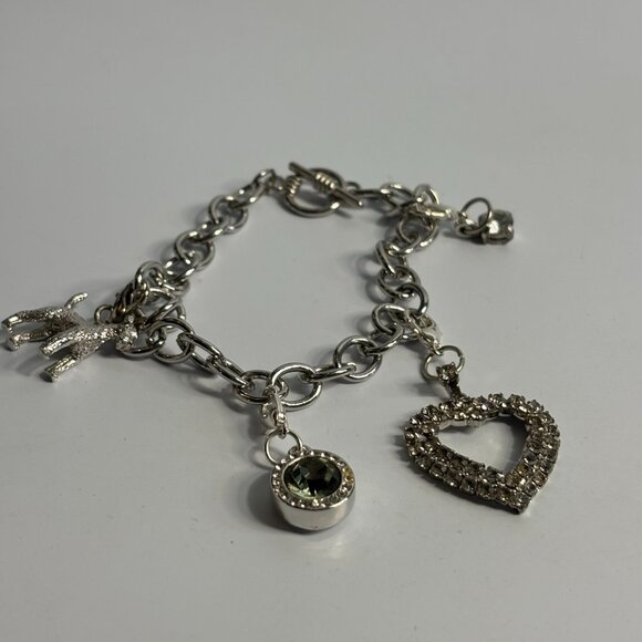 Y2K Charm Bracelet in Silver Tone with Cute Charms Dog Heart Rhinestone - Picture 6 of 12